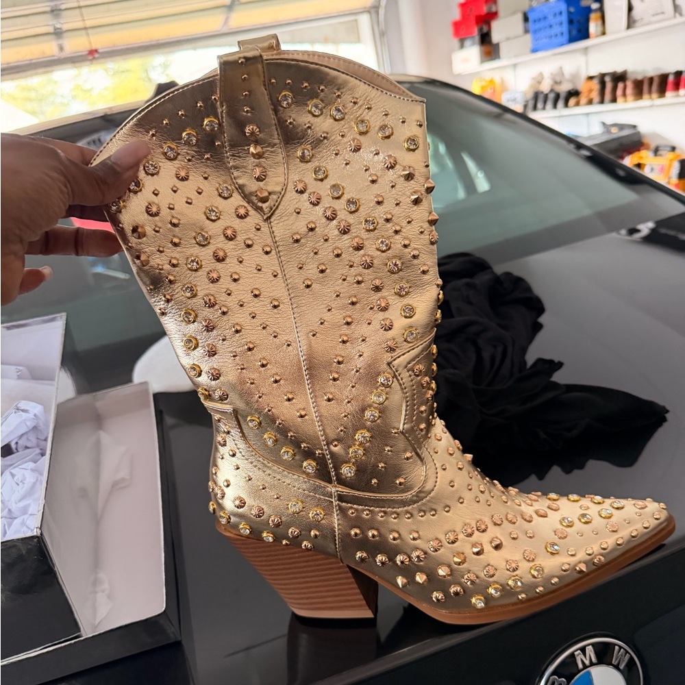 Gold Studded Women's Cowboy Boots